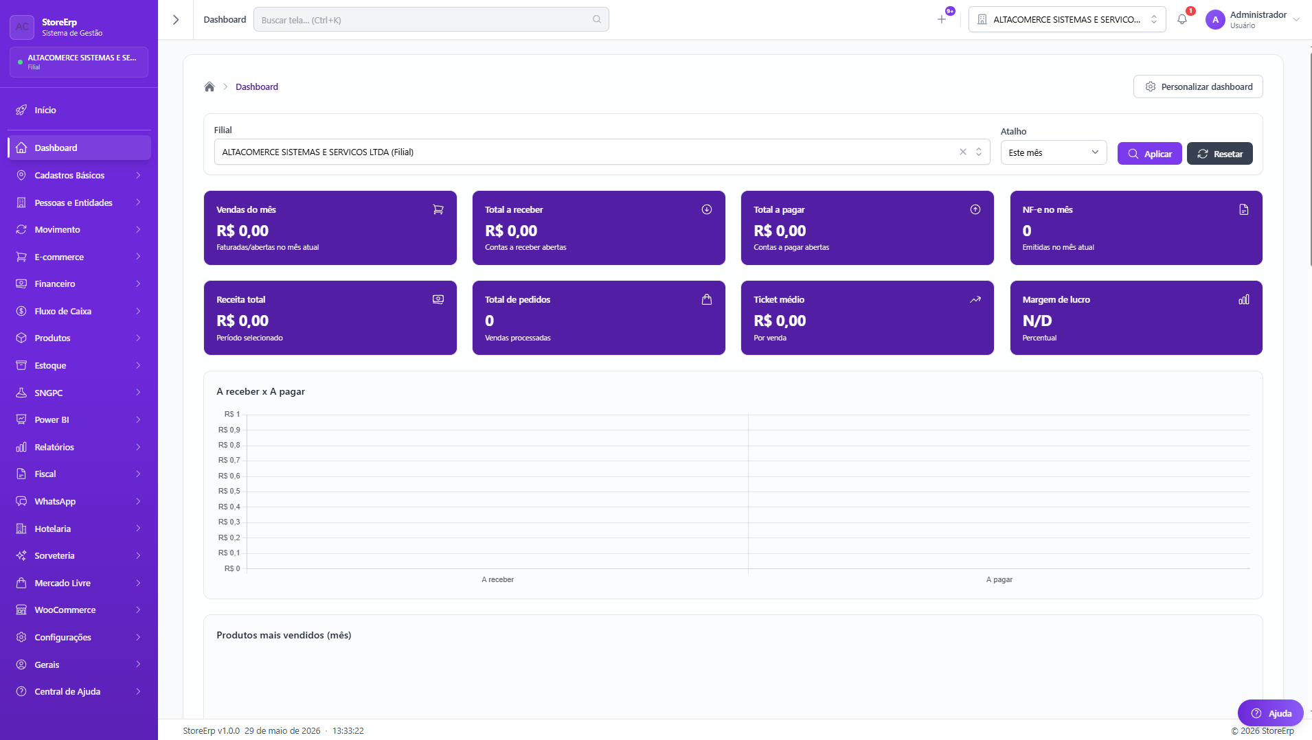 StoreErp Web SaaS Dashboard